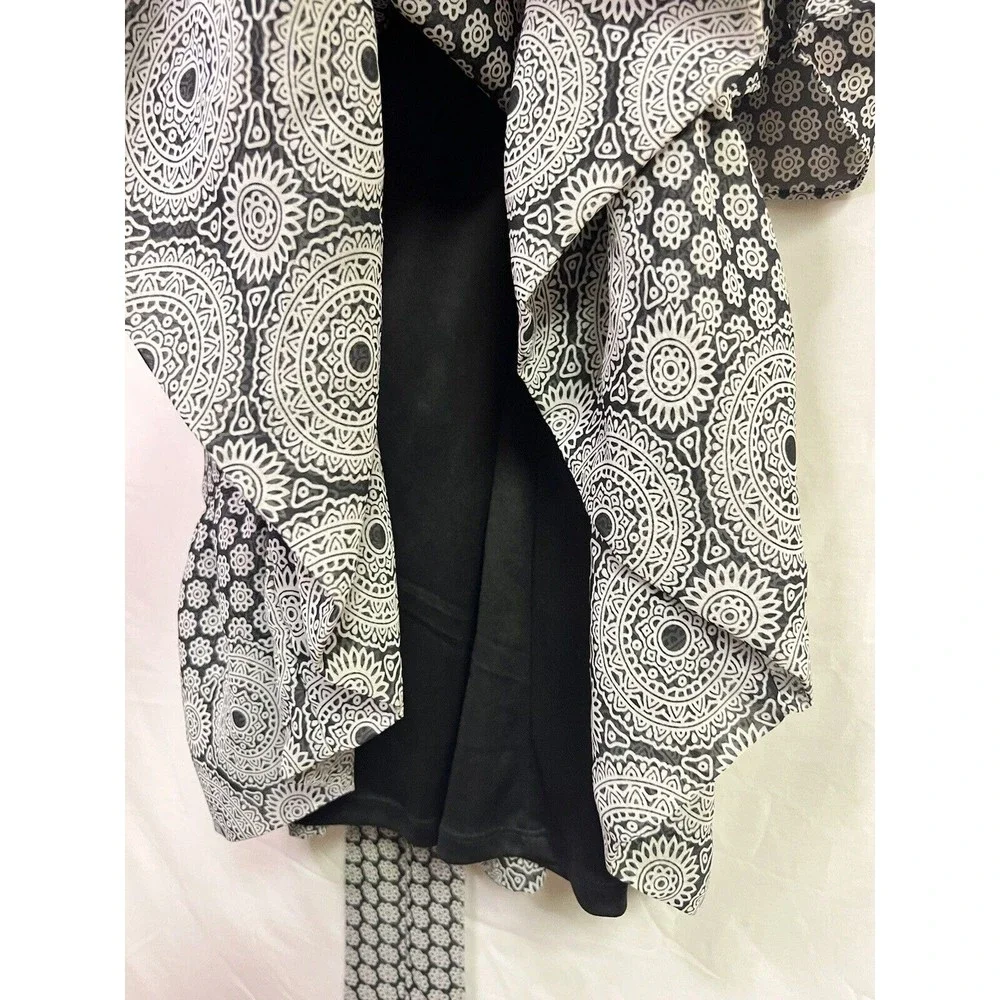 Betsy Johnson Women's Black Grey Geometric Floral Long Sleeve Dress Plus Size 14 - Picture 5 of 9